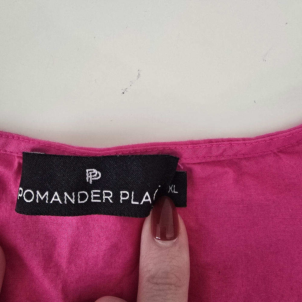 Pomander Place Easton Pink Long Sleeve V Neck Cotton Blouse XL - Picture 10 of 12